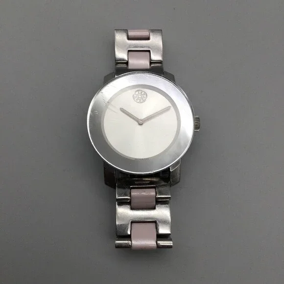 Movado BOLD Watch Womens 36mm Stainless Pink Black New Battery 6.25" - Picture 5 of 14